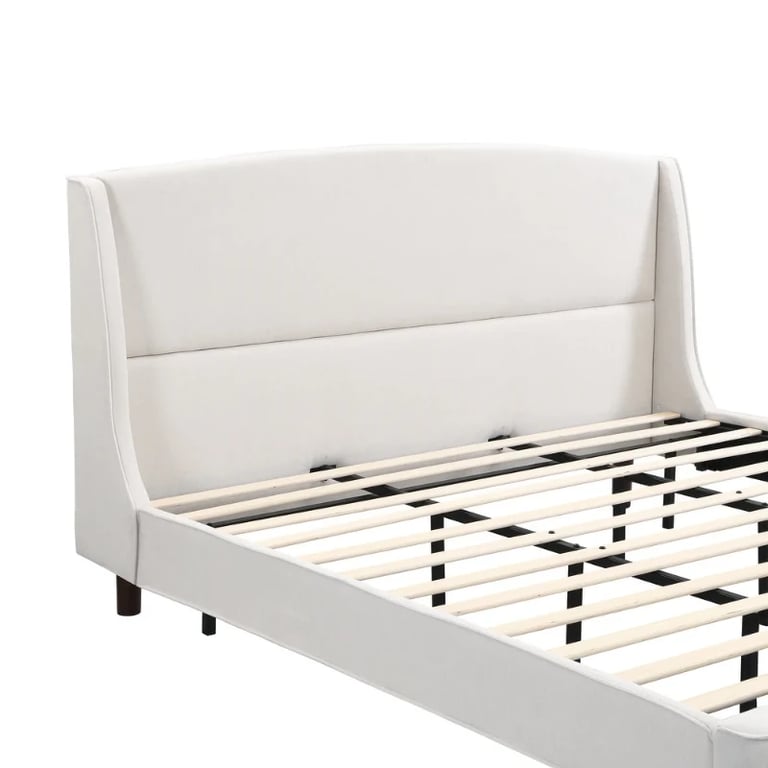 Monroe – Elegant Upholstered Bed with Natural Wood Frame