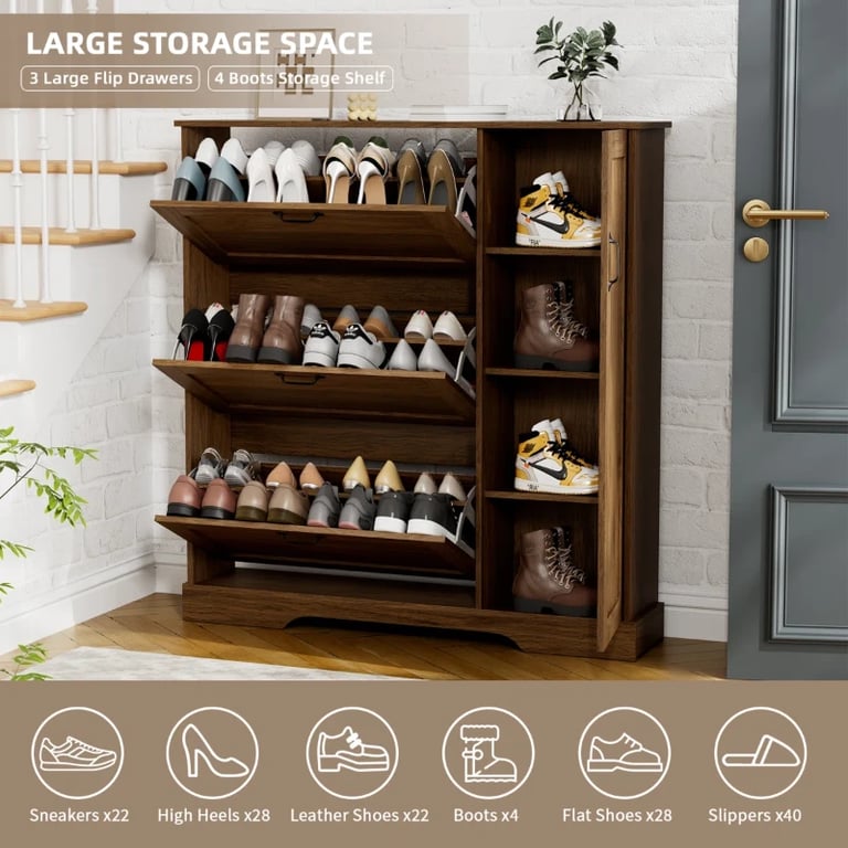 Montreil – Large Natural Wood Shoe Cabinet