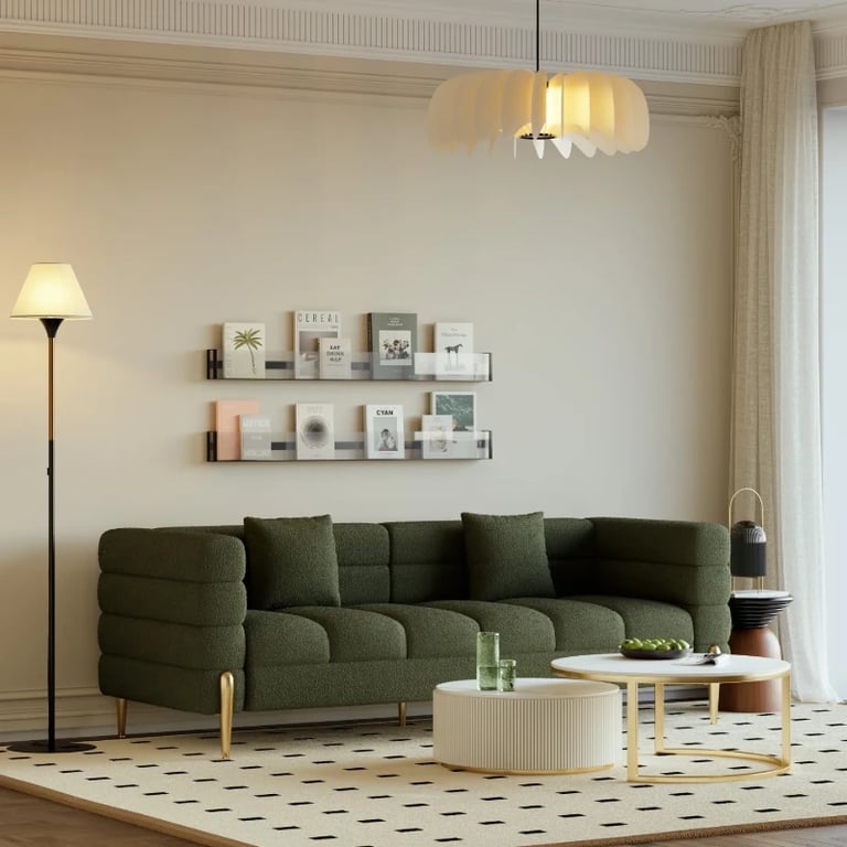 Verdi Sofa Set – Two Sofas in Modern Design made of Natural Wood with Gold Legs