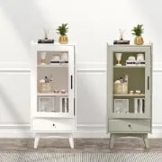 Picture of White Daquarius Freestanding Tower Accent Cabinet with Drawer