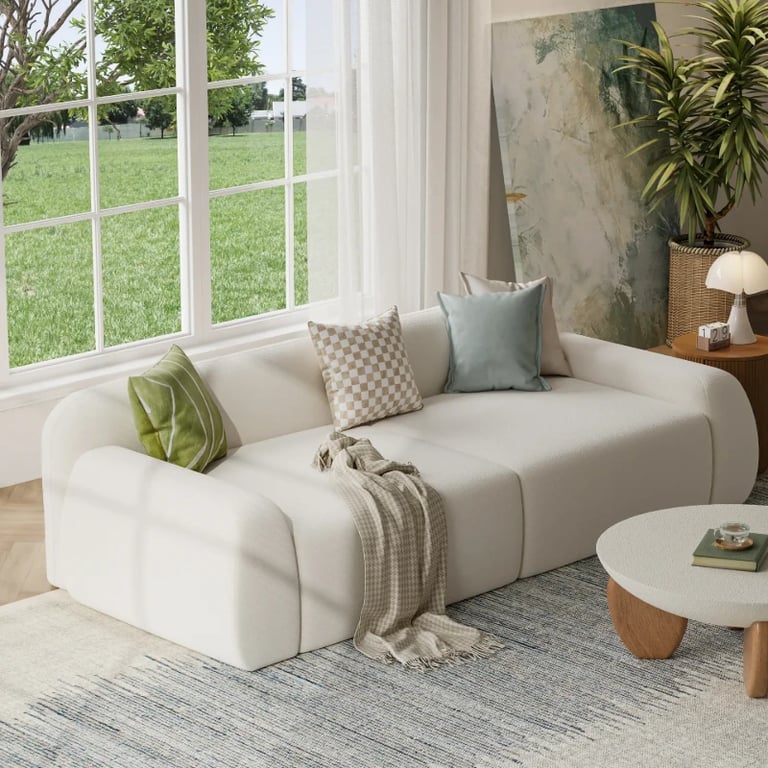Picture of Lunea Cloud Sofa – Modular 3-Seater with Natural Wood Base