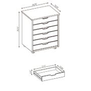 صورة وحدة تخزين بريشاى بـ 6 أدراج بعجلات – عملية وعصرية قابلة للتحريك
