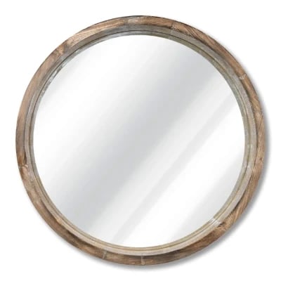 Eberlein Round Wood Wall Mirror