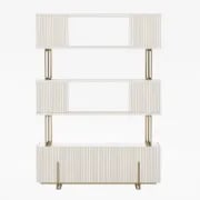Délicat Display Shelf – White Natural Wood with Gold Frame.