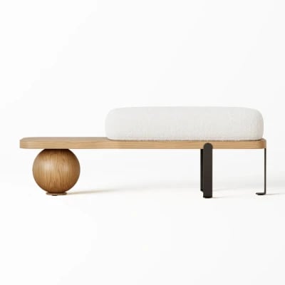 Orin – Elegant Modern Bench – Natural Wood with Metal Legs