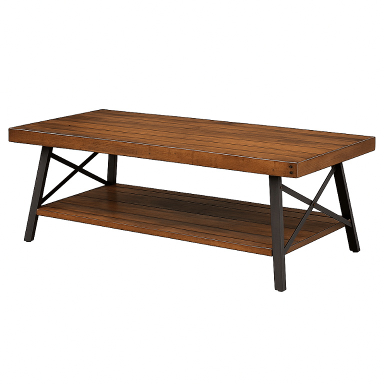Picture of Bleak Natural Wood and Metal Coffee Table with Storage