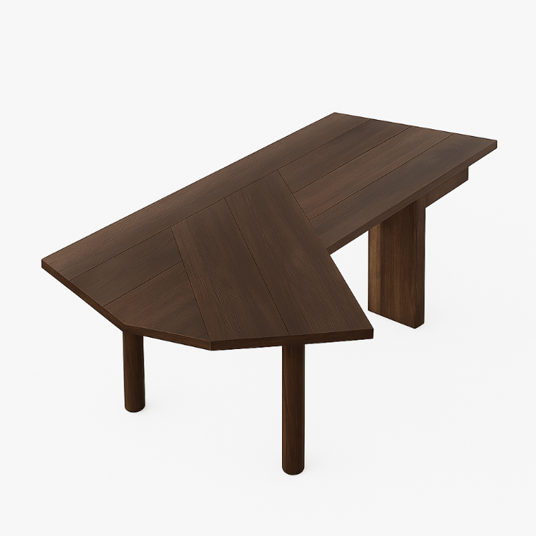 صورة كورڤين – مكتب خشب طبيعي على شكل ال مع درج