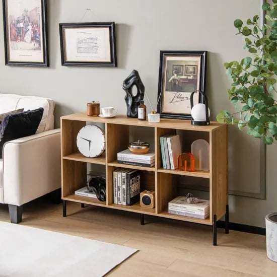 Levo – Modern Natural Wood 6-Cube Display Bookcase
