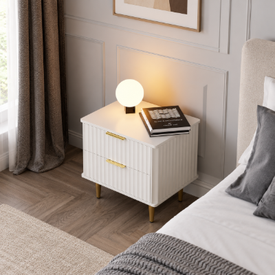 Siri – Side Table in Natural Wood with Stainless Steel Legs