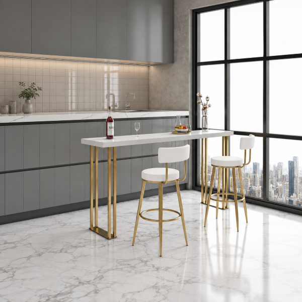 Picture of Élysée Bar Stool – Gold Frame with Padded Backrest