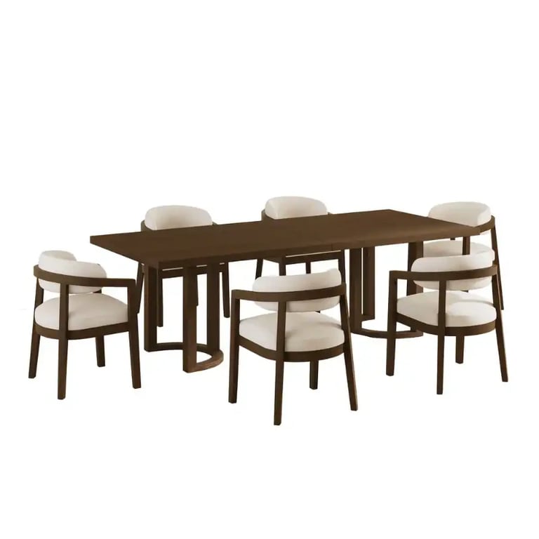 Noraya Dining Set – Natural Wood with Upholstered Chairs