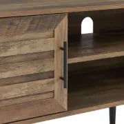 Picture of Larsa Natural Wood TV Unit – Slatted Doors & Metal Legs
