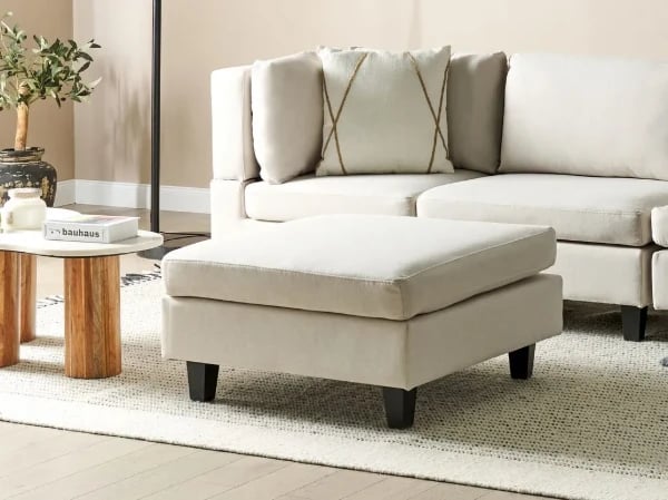 Nivra Square Ottoman – Padded Cushion Top with Wooden Legs