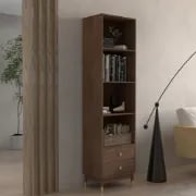 Picture of Master bookcase with 3 shelves and metal frame - natural wood