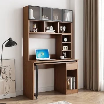Picture of Leavei – L-Shaped Natural Wood Rotating Desk  & Bookshelf