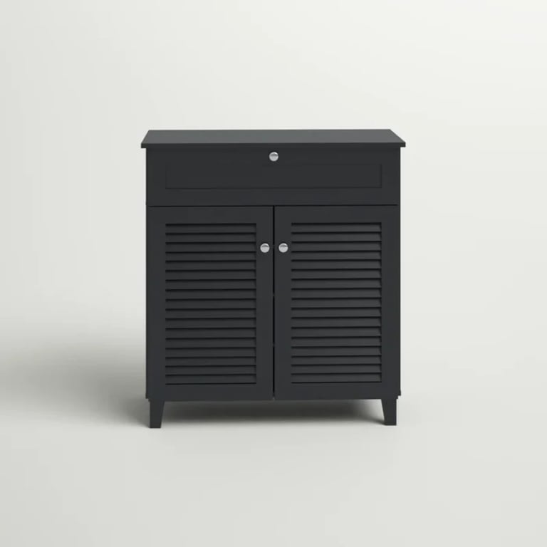 Dark Gray 12 Pairs Manufactured Wood Shoe Storage Cabinet