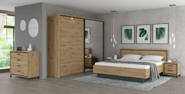 Picture of Marais Natural Wood Bedroom Set – Sliding Wardrobe