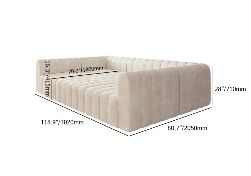 صورة لوريا كنبة ركنية متغيرة –  ٦مقاعد بقاعدة من الخشب الطبيعي