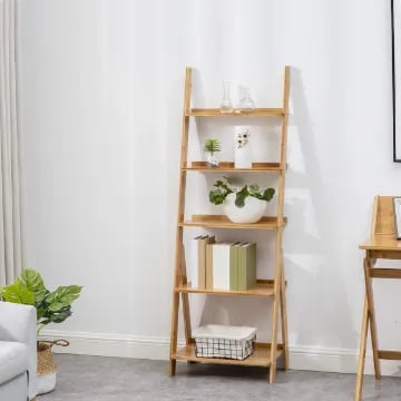 Nova – Natural Wood Ladder Shelf with 5 Tiers
