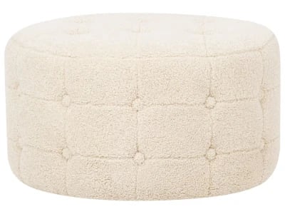 Mello – Round Tufted Ottoman Natural Wood Frame