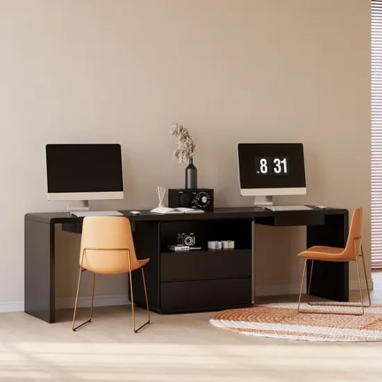 Picture of Clajy – Natural Wood Desk -Modern Desk with 4 Drawers & 1 Cabinet