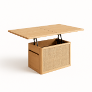 Picture of Perla Coffee Table – Natural Wood & Rattan with Storage Drawers