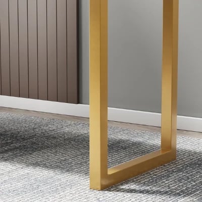 صورة جلامي – مكتب خشب طبيعي مع أرجل معدنية ذهبية وأدراج