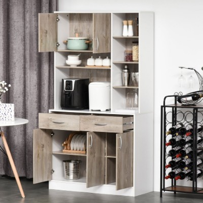 Silia Kitchen Unit – Natural Wood Design with Open and Closed Storage