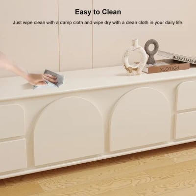 Picture of Arime Natural Wood TV Unit – Arched Storage & Drawers