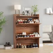 Varello – Wooden Shoe Cabinet with Geometric Front