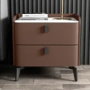 Picture of Terryé Nightstand – Natural Wood Design with Faux Marble Top