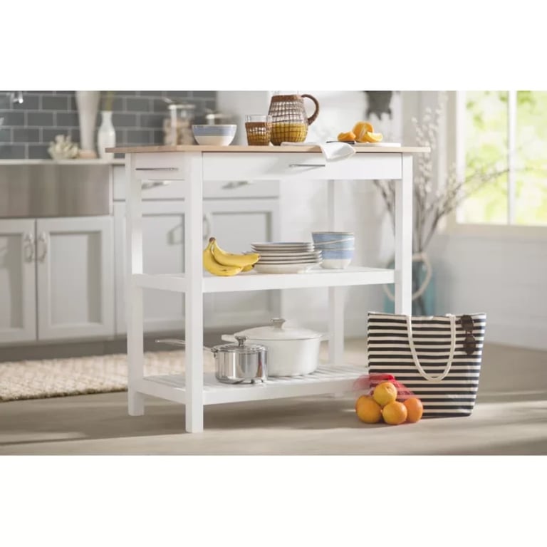 Moppi Solid Wood kitchen Island With Shelves