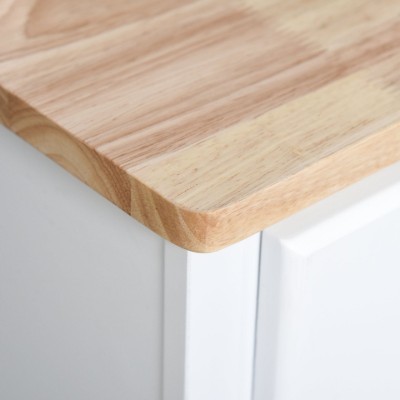 Costa Kitchen Hutch Compact Storage Cabinet with Glass Doors - Natural Wood