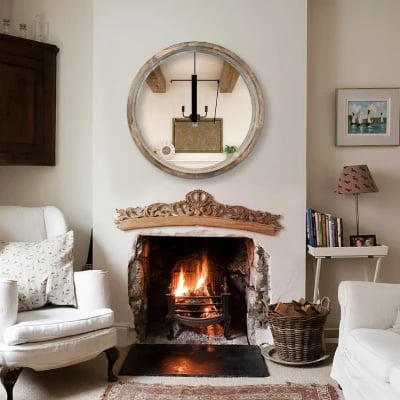 Eberlein Round Wood Wall Mirror