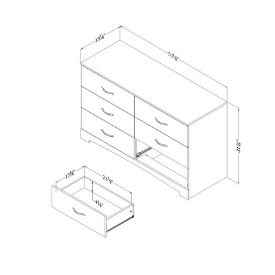 Step One 6 Drawer 51.25'' W Double Dresser - White