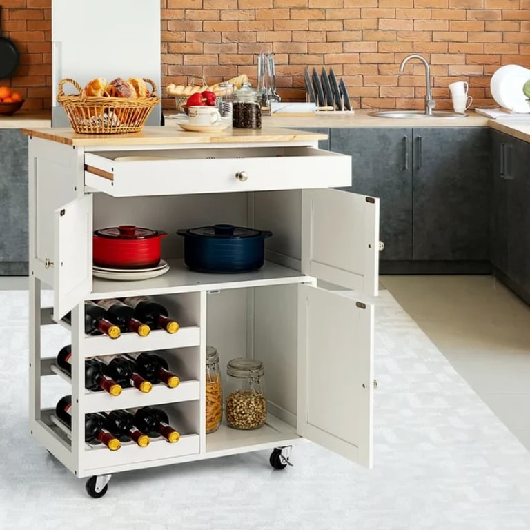 Asac Rolling Kitchen Island with Storage