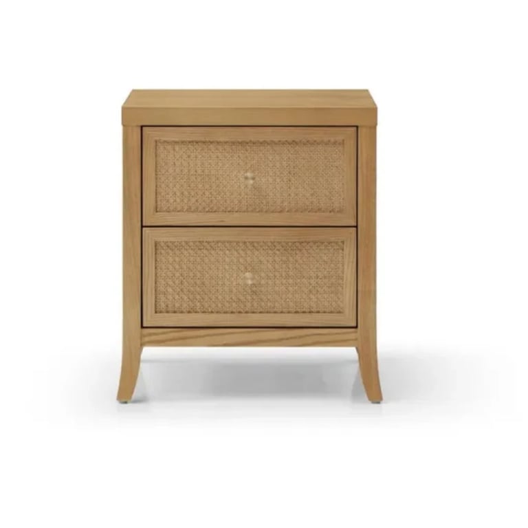 Rhea Natural woos & Rattan - Nightstand with 2 Drawers