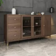 Atacha Modern Sideboard – Natural Wood with Drawers and Shelves