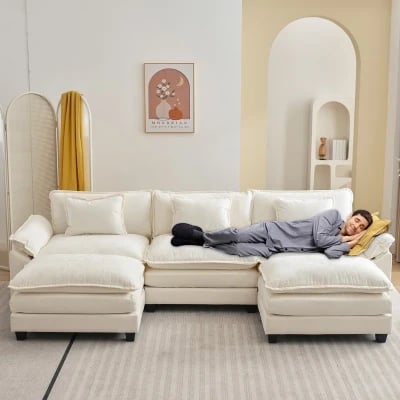 صورة كنبة (ركنة) بلانتوس على شكل حرف يو – خشب طبيعي