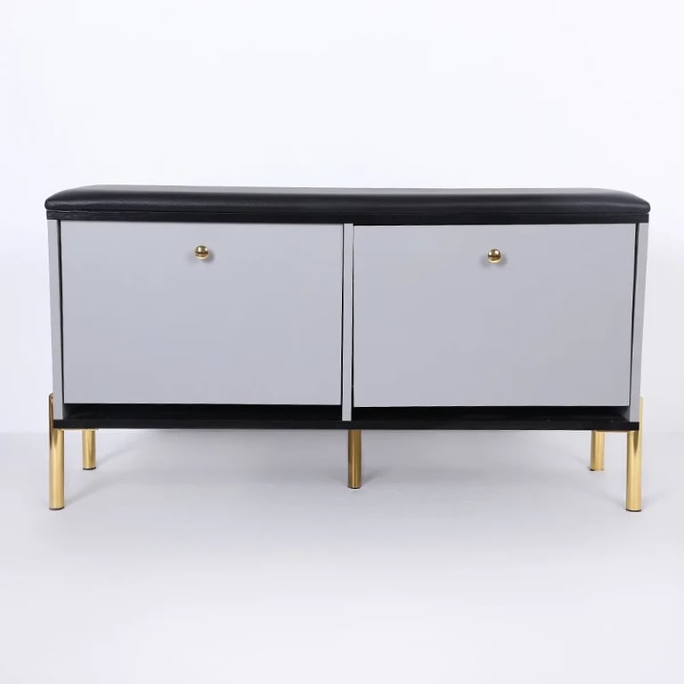 Arvo – Natural Wood Storage Bench with Gold Metal Legs