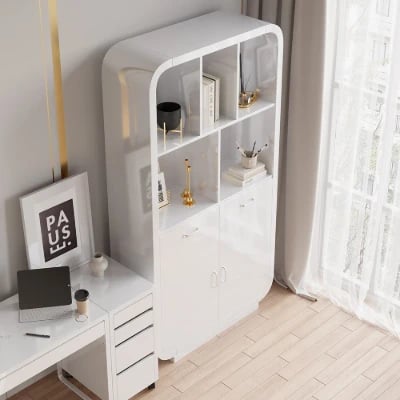 صورة إڤوك– مكتبة خشب طبيعي مزودة بأبواب وأدراج