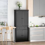 Kity Kitchen Pantry Cabinet – Natural Wood with Dark Modern Finish