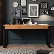 Picture of Ravion – Rustic Natural Wood Desk with Metal Frame & Drawers