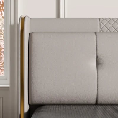 Picture of Serenzo Modern Upholstered Bed - Natural wood