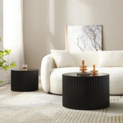 صورة آڤارا  طاولات متداخلة دائرية من الخشب الطبيعي