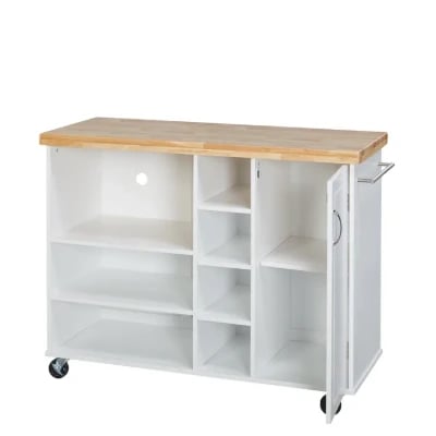 Moulden Small Kitchen Island with Wheels - Natural Wood