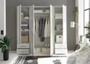 Picture of Provalo three-door wardrobe with four drawers Natural wood