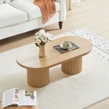 Aurelia – Coffee Table with Fluted Legs – Natural Wood