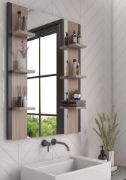 Picture of Giulia – Natural Wood Mirror with Multi-Use Storage Shelves
