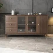 Atacha Modern Sideboard – Natural Wood with Drawers and Shelves